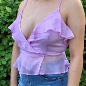 Blue Blush Lilac Ruffle Wrap Cami